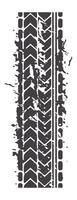 Grunge tire track featuring a worn effect creates a dirty mark on a white background, perfect for enhancing automotive and racing designs with a rugged touch vector