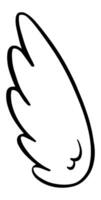 Cartoon wing flapping gently in the wind, simple black and white line art illustration isolated on white background representing freedom, flight and spirituality vector