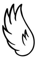 Hand drawn cartoon wing gracefully falling, set against a white background, perfect for enhancing graphic design projects with a touch of whimsy and creativity vector