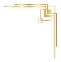 Golden art deco corner ornament forming a border with parallel lines and square decorations, ideal for creating elegant frames or page decorations vector