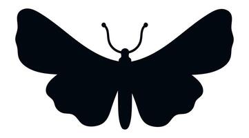 Simple black and white butterfly silhouette featuring open wings and prominent antennae, perfect for enhancing nature themed designs and creative projects with elegance and beauty vector