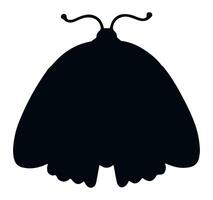 Simple black and white illustration of a butterfly or moth with antennae and wings spread, isolated on a white background, ideal for nature and insect related designs vector