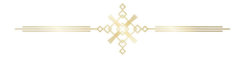 Golden art deco ornament dividing two parts with thin horizontal lines and central rhombuses creating a geometrical pattern, ideal for luxury and elegant graphic design projects vector