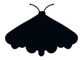 Simple black moth silhouette with wavy wings and two antennas showing upward, isolated on white background, representing concepts of nature, insects, and wildlife vector