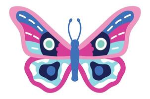 Pink and blue butterfly showcasing large wings adorned with vibrant patterns, ideal for enhancing children's illustrations and adding charm to nature themed projects vector