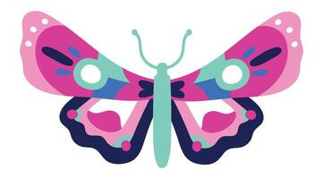 Butterfly with colorful wings featuring a modern, playful design, ideal for children's illustrations, textile patterns, and decorative projects vector