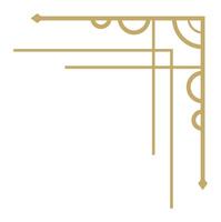 Geometric golden frame featuring art deco style elements like lines, semicircles, and rhombuses, creating an elegant vintage border perfect for decorative purposes vector