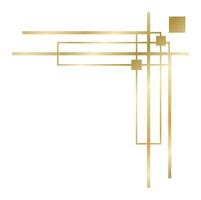 Golden lines and squares are creating an elegant and modern abstract geometric border on top right corner of a white background, perfect for luxury and premium designs vector