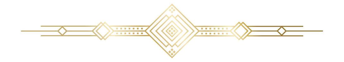 Elegant golden art deco geometric horizontal divider is perfect for wedding invitations, branding, and luxury design projects, adding a touch of vintage glamour and sophistication vector