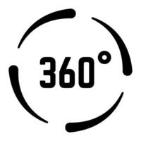 Rotating 360 degrees symbol conveys a full circle, representing a complete view and immersive virtual reality experience, showcasing panoramic vision and modern technology vector