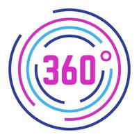 Colorful 360 degree symbol representing full rotation and panoramic views, capturing the essence of virtual and augmented reality experiences in a vibrant, modern design vector