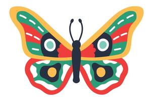Colorful butterfly spreading its wings showcasing a vibrant and symmetrical design with bold colors and patterns, evoking a sense of beauty and natural wonder vector