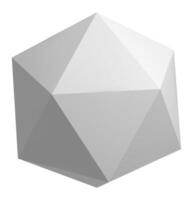 Gray icosahedron rotating in white background, creating an abstract and geometric composition, ideal for technology, mathematics, or design projects vector