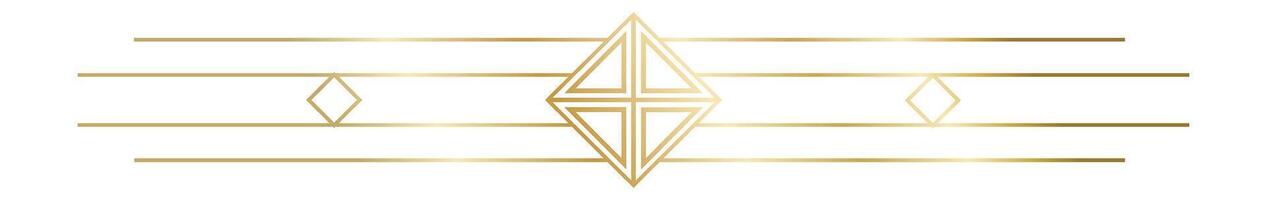 Geometric golden art deco ornament featuring rhombuses and horizontal lines, exuding elegance and vintage charm, serves as a sophisticated decorative element for various designs vector