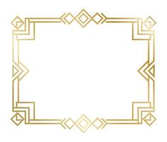 Golden art deco frame featuring intricate geometric shapes, crafting a sophisticated border that enhances vintage elegance in any design, perfect for invitations and decorative elements vector