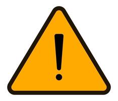 Black exclamation mark inside a yellow triangle with a black outline conveys warning, caution, and potential danger, emphasizing important safety information vector