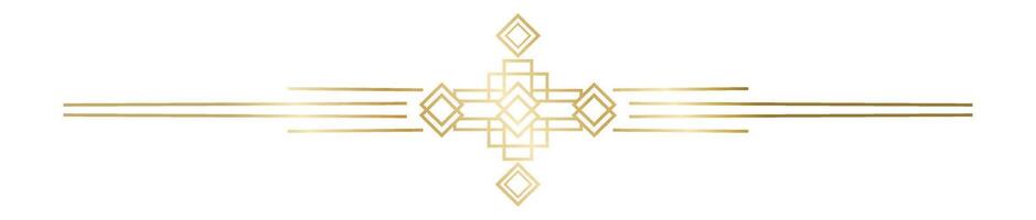Elegant golden art deco ornament forming a sophisticated horizontal frame, enhancing designs with a vintage glamour that adds a touch of luxury and retro style vector