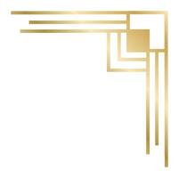 Golden art deco corner featuring parallel lines and square decorations forming a right angle, creating an elegant, vintage design element that enhances any artistic composition vector