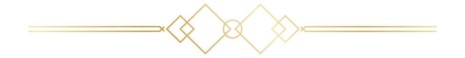 Golden geometric divider forming an elegant and minimalist design, perfect for wedding invitations, branding, and luxury projects, featuring rhombuses, circles, and lines on a white background vector
