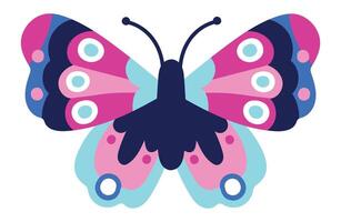 Illustration of a colorful butterfly showing its beautiful wings with pink and blue decorations, perfect for children's books, educational materials, or any project that needs a touch of whimsy vector