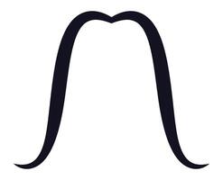 Stylized drawing of a thick handlebar mustache curving upwards, creating a vintage and elegant look, suitable for logos, branding, or illustrations related to barbershops, fashion, or retro style vector