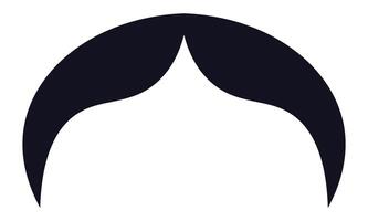 Large black handlebar mustache pointing upwards isolated on a white background, representing elegance, style, and vintage fashion, perfect for barbershop logos or illustrations vector