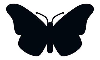 Simple black butterfly silhouette with spread wings and antennas showing, isolated on white background, representing concepts like nature, beauty, and transformation vector