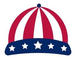 Red, white, and blue hat with stars and stripes design celebrating Independence Day, perfect for showing patriotism and national pride during festivities vector