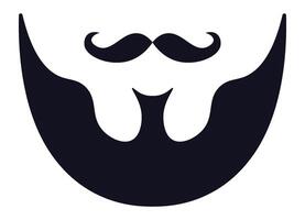 Black silhouette featuring a handlebar mustache and goatee beard, creating a gentleman's face, perfect for barbershop logos or avatars, embodying classic style and elegance vector