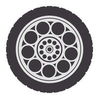 Tire with rim creating a circular pattern symbolizes driving safety, making it ideal for automotive or transportation projects, including vehicles like cars, trucks, and motorcycles vector