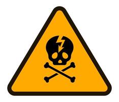 Triangular high voltage danger sign with skull and crossbones indicating potential electrocution and hazardous electrical conditions, emphasizing safety precautions vector