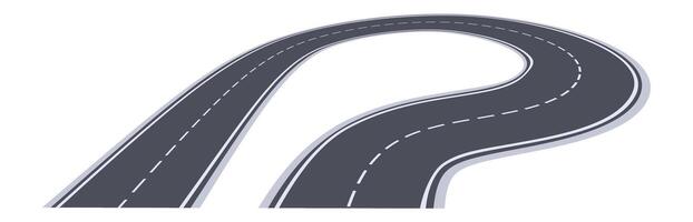 Winding road splitting into two different paths over a white background representing different life choices, business and career opportunities, directions, strategy and planning vector