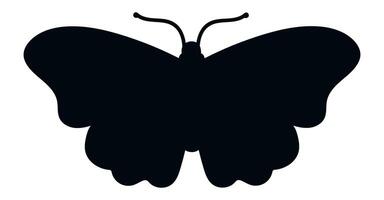 Black butterfly silhouette with open wings and clearly visible antennae, isolated on a white background, representing nature, beauty, and elegance vector