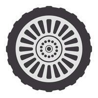 Close up view of a tire featuring a detailed radial design on its rim and a textured tread pattern, suitable for various automotive and transportation related contexts vector