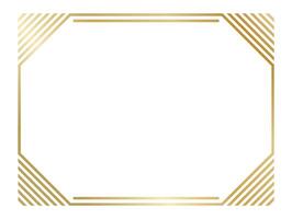 Golden frame featuring diagonal stripes in the corners, providing a refined and decorative touch for certificates, invitations, or artwork, adding a touch of elegance and luxury vector