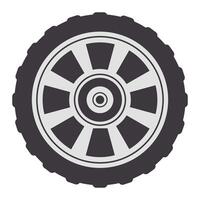 Close up view of a wheel with tire, highlighting the tread pattern and rim details, providing a concept of automotive parts and transportation vector