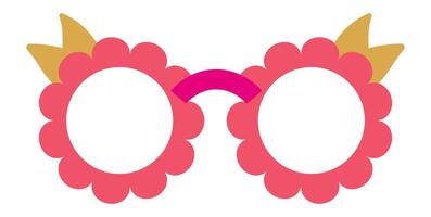 Pink flower shaped glasses with golden crown are perfect for celebrating Mardi Gras in style, adding a touch of elegance and whimsy to any festive occasion vector