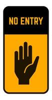 No entry sign featuring a black hand signaling to stop, set against a striking yellow and black background, representing access denial, warnings, and prohibitions vector