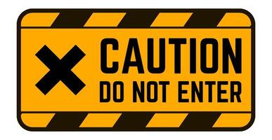 Yellow caution sign featuring bold black stripes and a cross, indicating a restricted area and prohibiting entry, effectively conveying a message of safety and warning vector