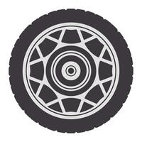 Close up view of a wheel with tire, showcasing the hubcap and intricate tread pattern, ideal for automotive and transportation related projects vector
