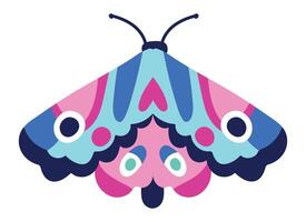 Colorful moth spreading its wings, revealing a heart shaped pattern in a vibrant and playful design, capturing the beauty of nature and the essence of transformation vector