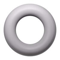Floating on a white background, a perfect gray torus symbolizes infinity and eternity, embodying mathematical concepts through its seamless, continuous design and abstract form vector