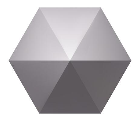 Abstract gray hexagon divided into triangles creating a three dimensional geometric shape, ideal for technology, design, and futuristic concepts
