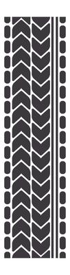 Seamless vertically repeating pattern of a dark tire track with chevron and dotted patterns, ideal for backgrounds, textures, and automotive themed designs