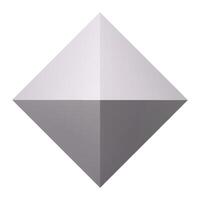 Gray and white abstract diamond shape with light and shadow effects is rotating on plain white background, creating an illusion of movement and depth vector