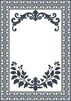 A4 frame, vintage abstract pattern frame, blue border, carpet border card vector