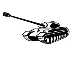 illustration of a black and white military tank isolated on a white background vector