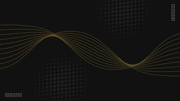 Abstract Gold Wavy Lines with halftone on Black Background vector