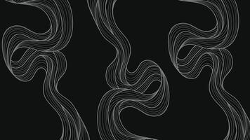 Abstract design featuring flowing grey and white wave lines on a black background. vector