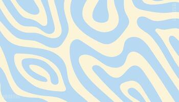 Horizontal background with blue waves in style retro 60s, 70s. Trendy minimal wavy design in pastel colors background vector